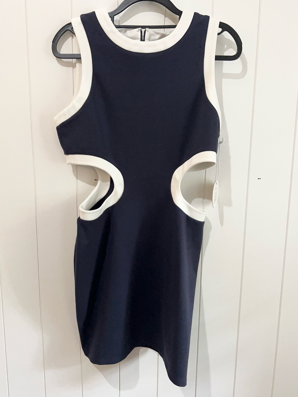 Staud  NWT Dolce Mini Dress   Cut Outs  nautical coastal size L Navy White